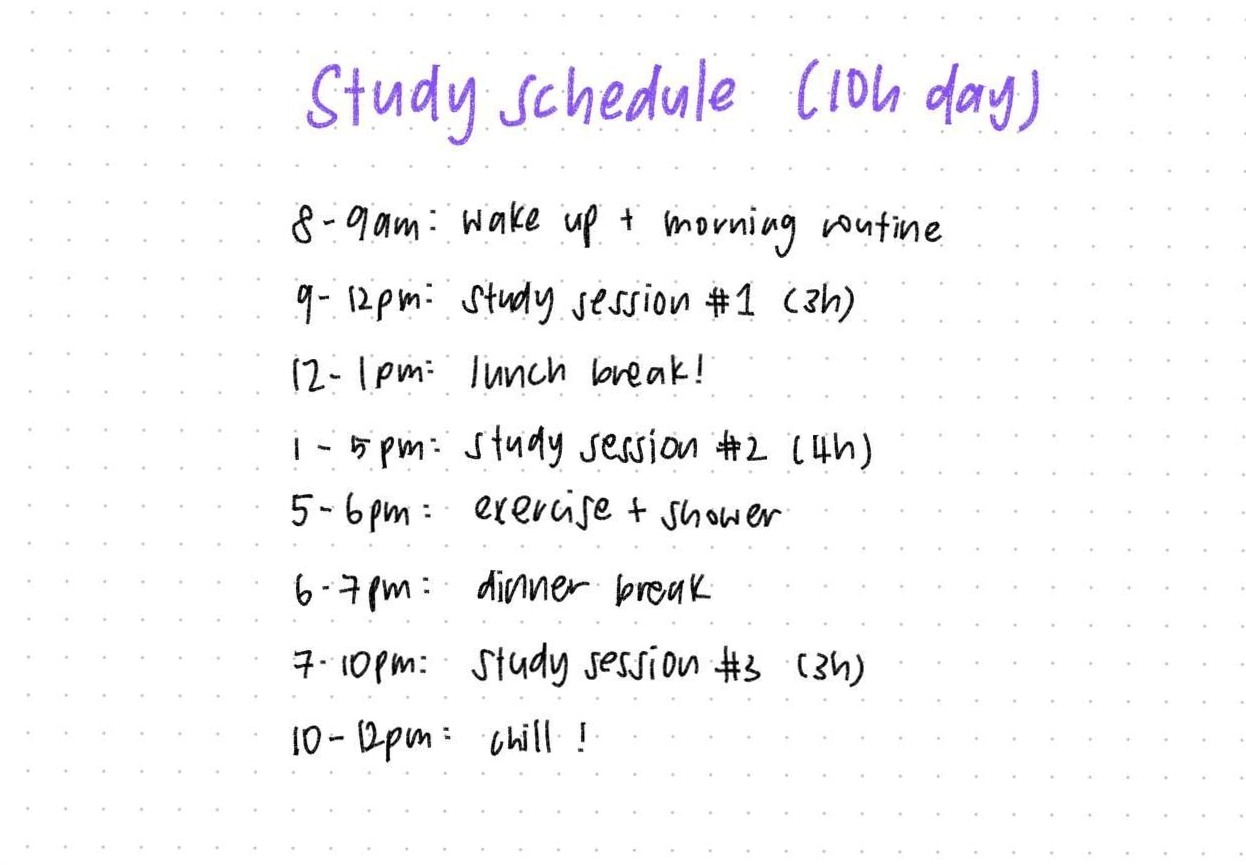 10-Hour Study Schedule to Ace Exams — 🥂 🌸 secret to staying productive