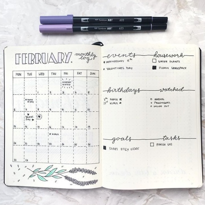 10 idées de page Monthly log pour votre bullet journal ! — 👰 👰 secret to staying productive