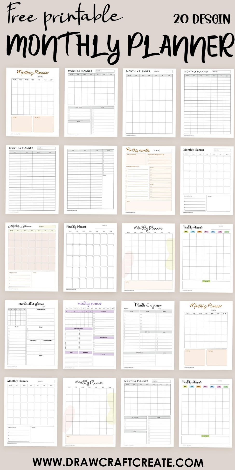 🕯️ 🕯️ 15 Free Printable Monthly Planner Templates | romanticize your routine