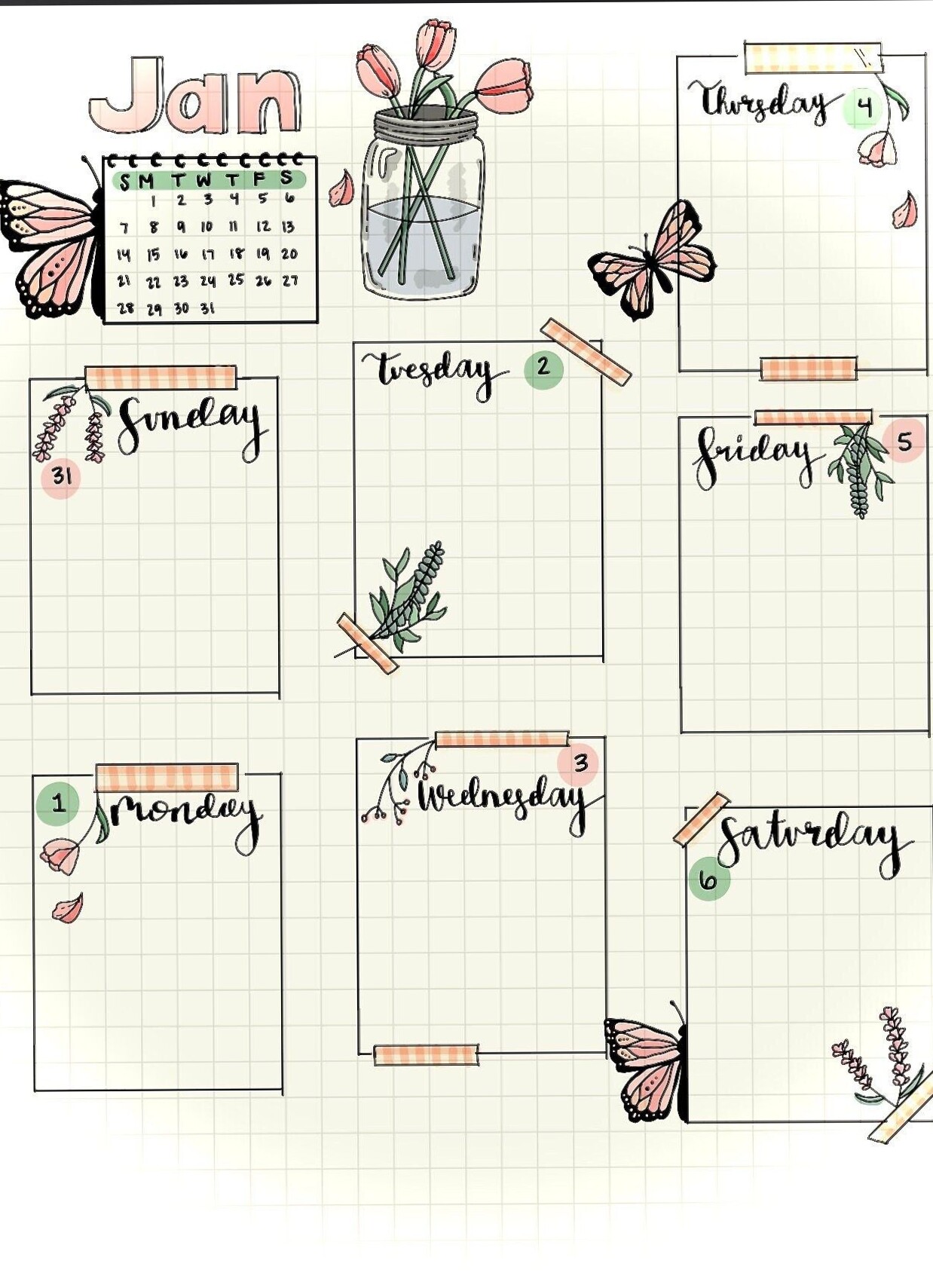 2024 January Planner — Digital Design & Creative Tools — 🕯️ 🎀 dream life manifestation