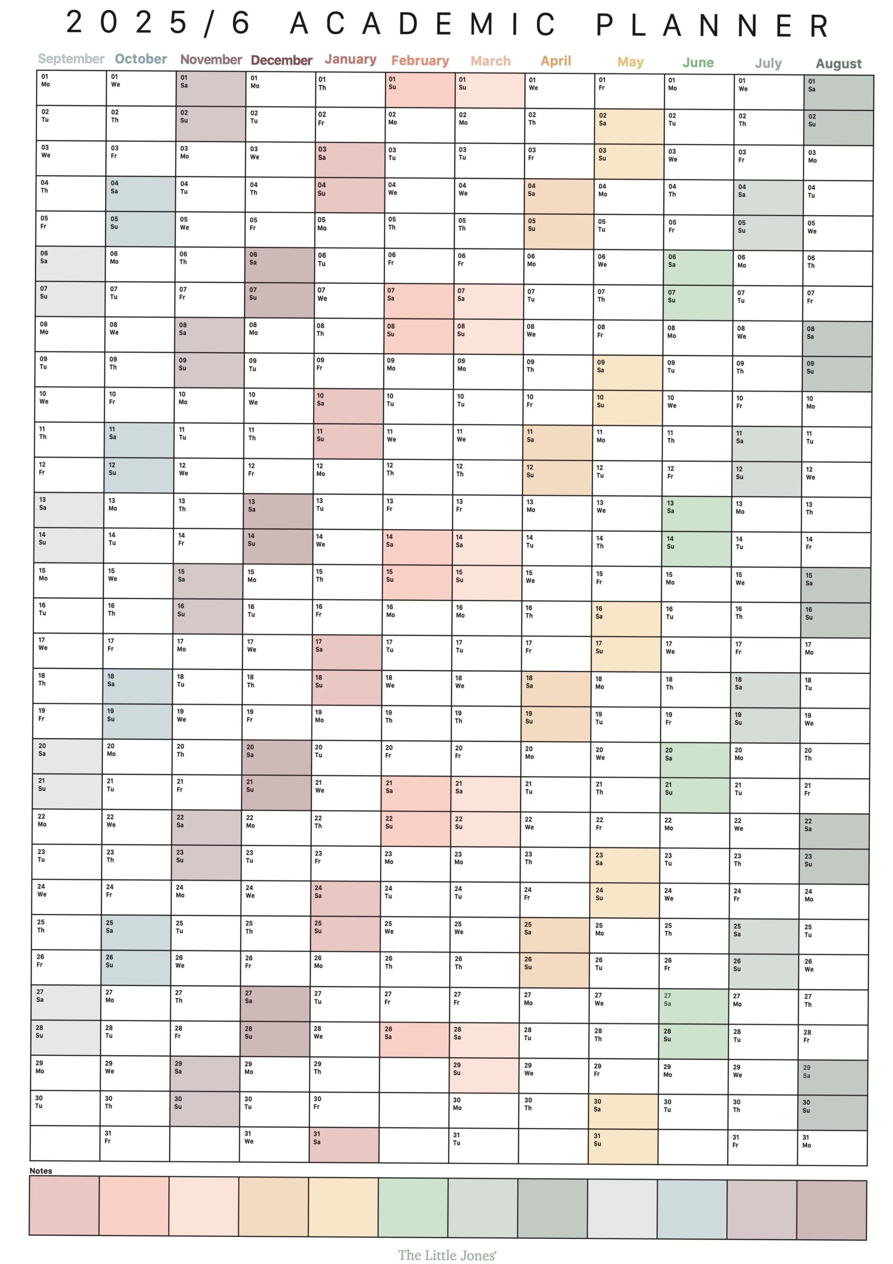 2025-2026 Academic Wall Planner | 40x50cm | White Frame | Matte Paper — ☁️ ✨ stay inspired all year long
