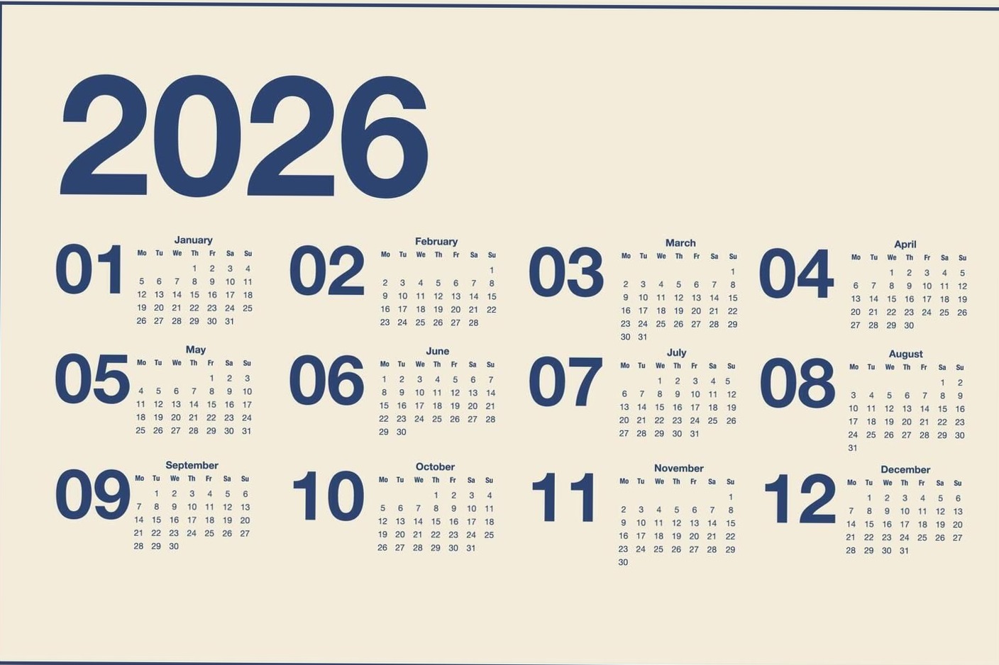 ☁️ 🌿 2026 Calendar Starts on Monday – Digital Design Ready | secret to staying productive
