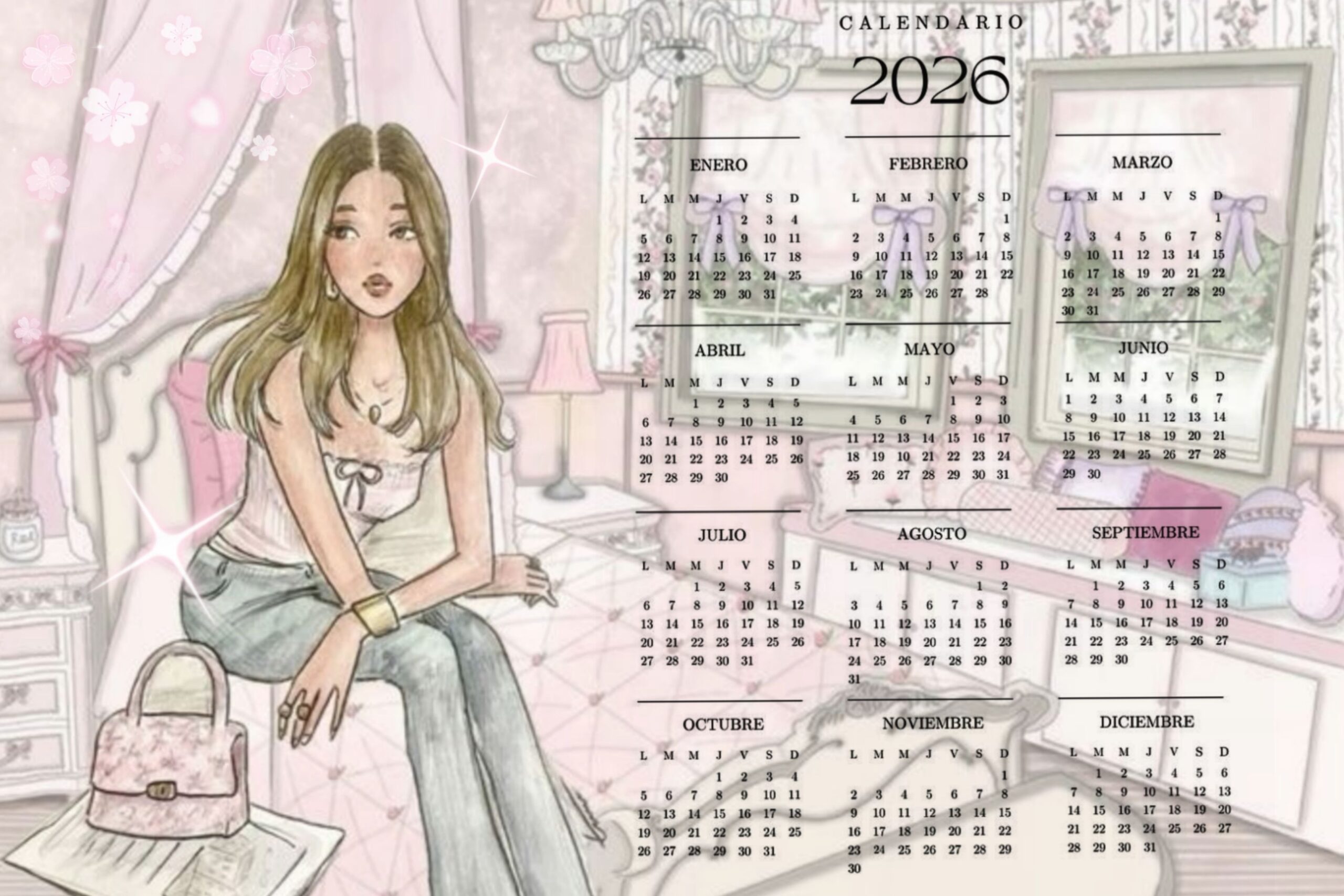 🤍 🎀 2026 Digital Planner Calendar | Creative Design Assets | dream life manifestation