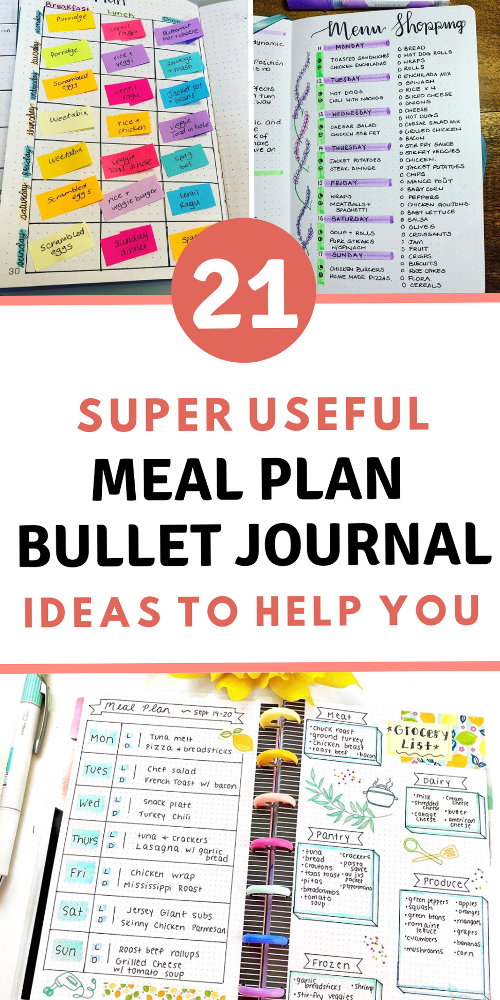 📝 📝 21 Unique Meal Planning Bullet Journal Ideas & Spreads | stay inspired all year long
