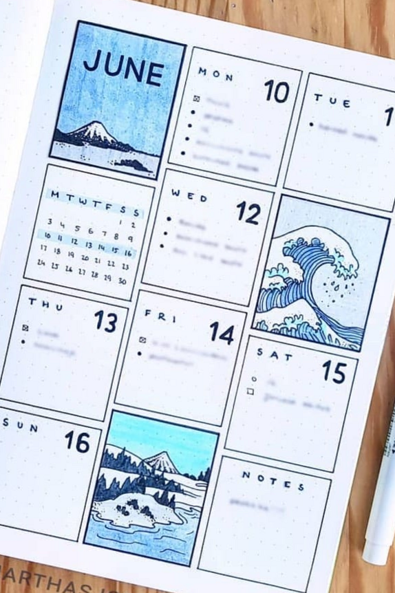 🌈 🎨 22 Super Fun Blue Bullet Journal Spreads | dream life manifestation