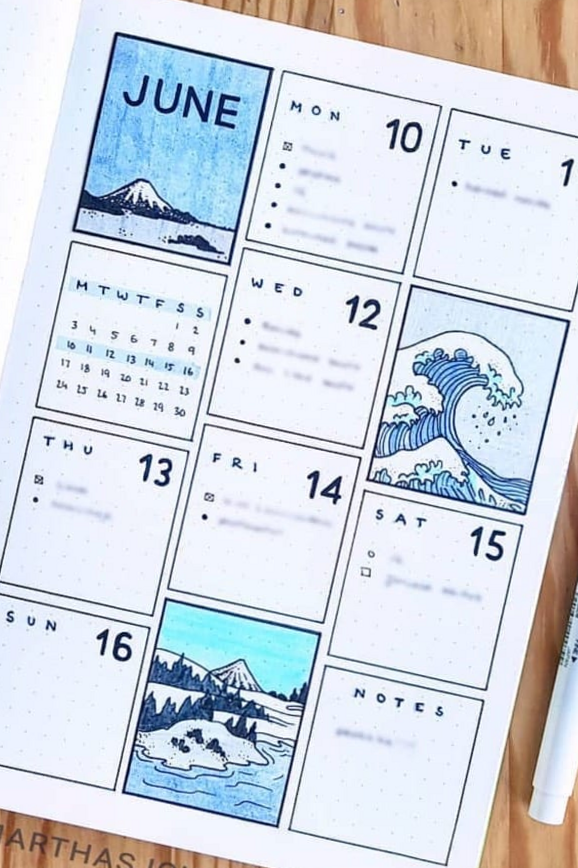 👰 💌 22 Super Fun Blue Bullet Journal Spreads | secret to staying productive