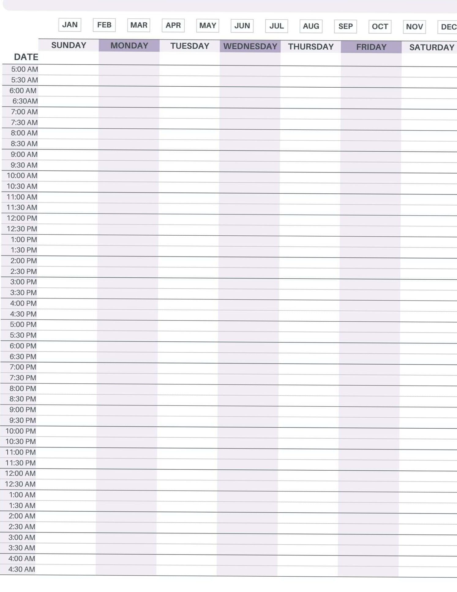 24-Hour Weekly Planner Free Printable — 🥂 🍰 stay inspired all year long