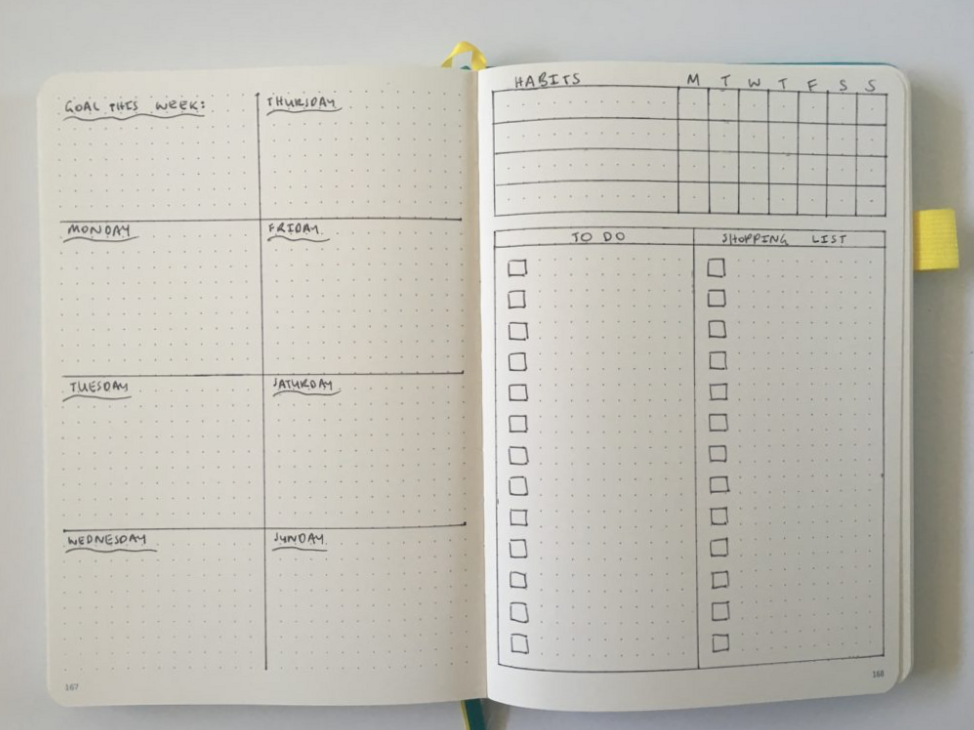 26 Unique 2-Page Weekly Bullet Journal Layouts — 📝 📌 romanticize your routine