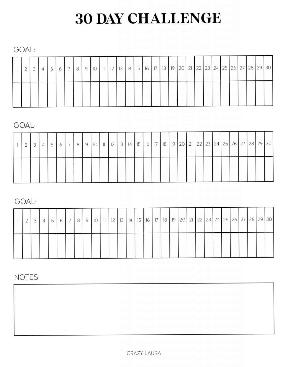 30 & 100 Day Challenge Tracker Printables for Goal Success — 🎨 🪄 no-stress tracker