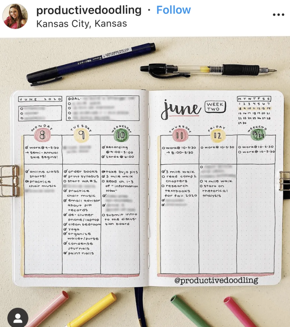 🎨 📍 40+ Bullet Journal Weekly Spreads | romanticize your routine