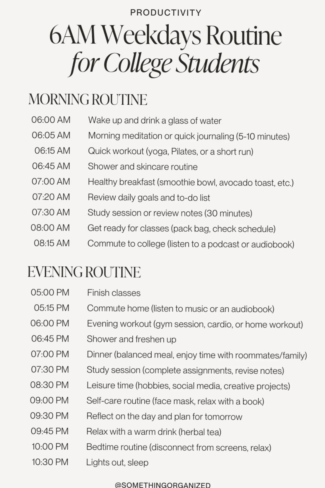 6 AM College Routine: Study, Morning & Evening Planner — 📅 📅 stay inspired all year long