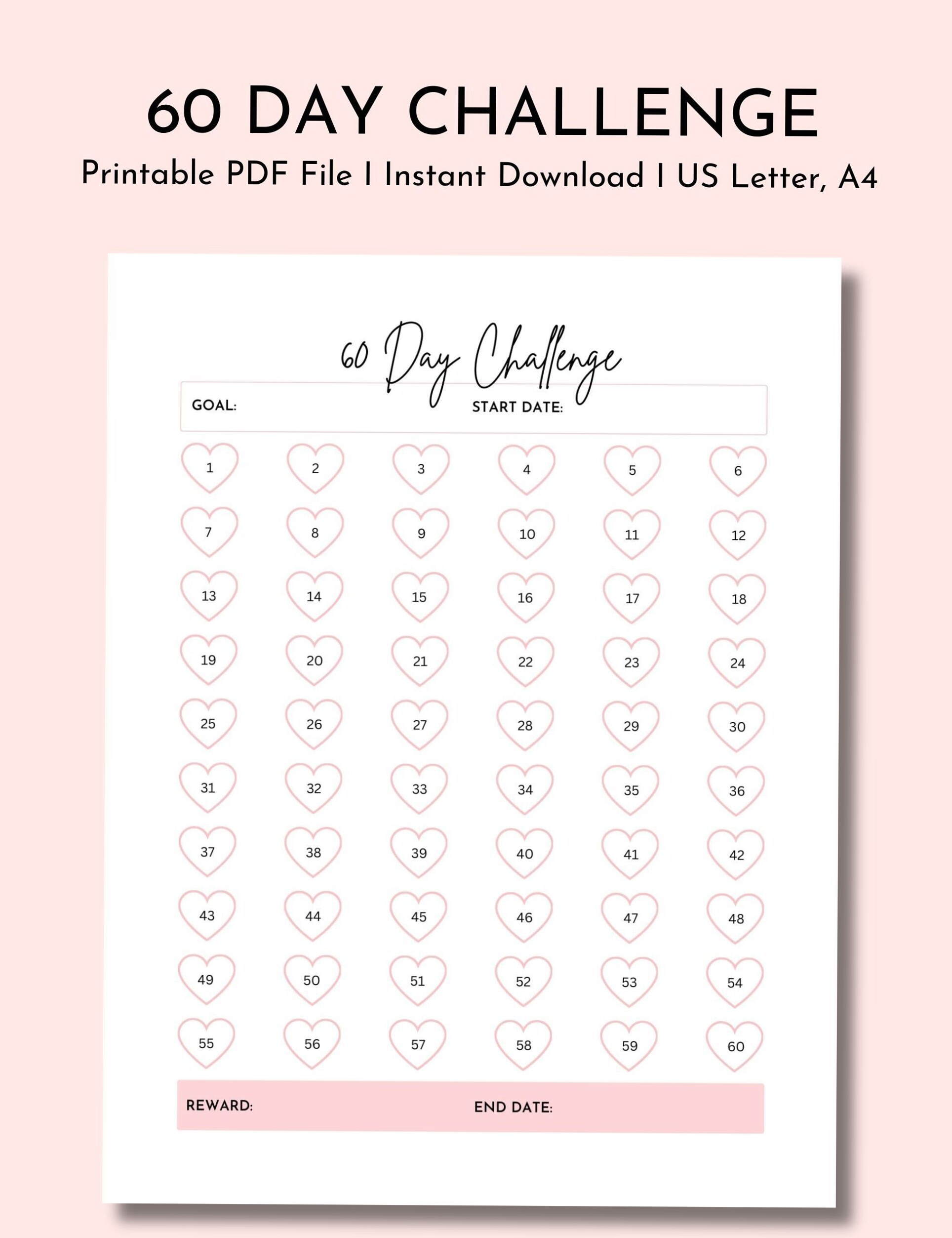 60-Day Habit Tracker Printable | Creative Challenge Planner — 💍 💍 seamless organization hack