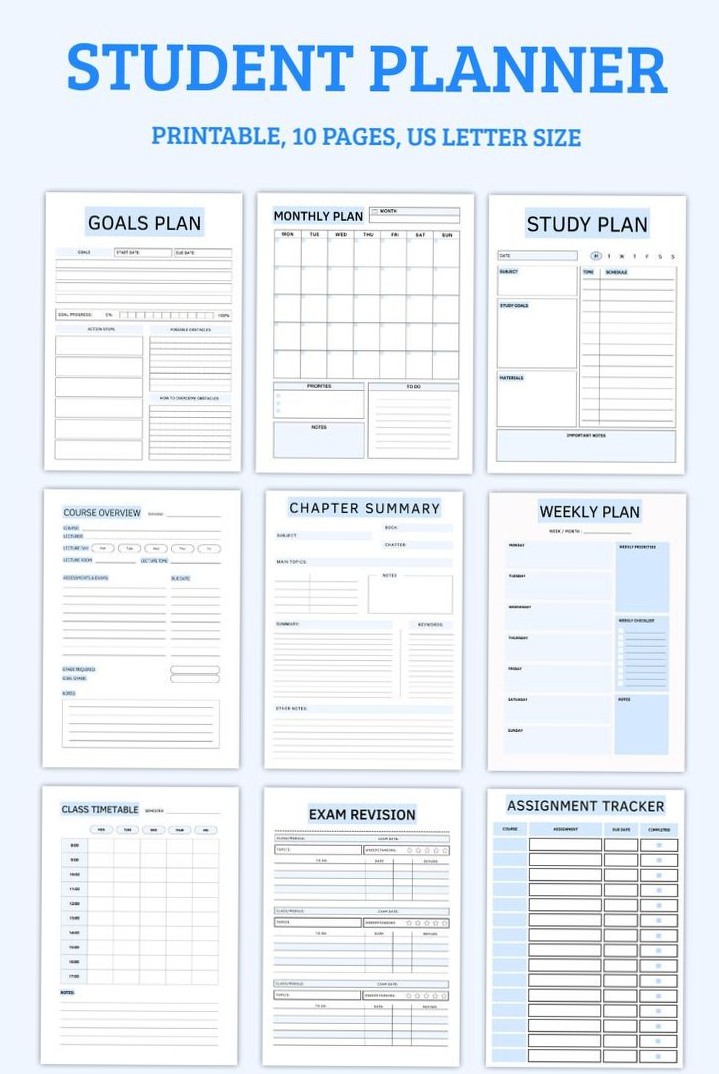📊 📝 9-in-1 Student Planner Bundle | Daily, Weekly, Monthly Study Organizers | secret to staying productive