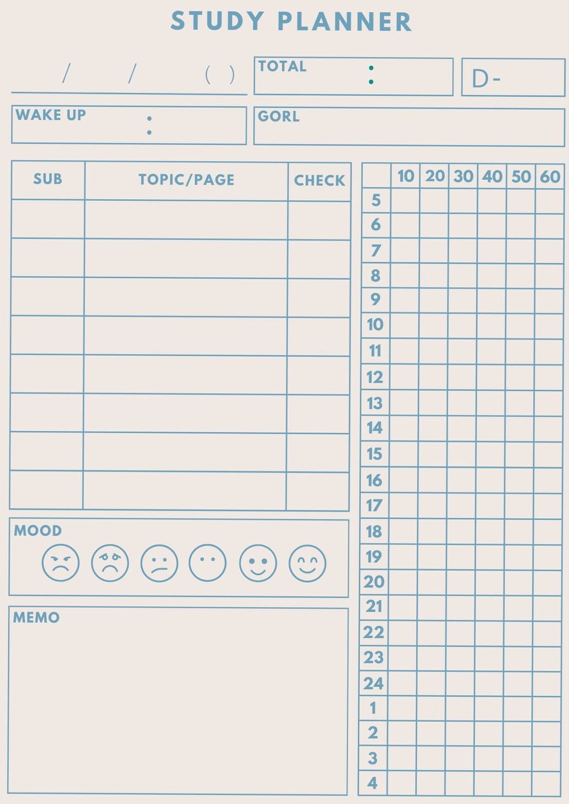 ☁️ 🎀 パステルかわいいシンプルスタディプランナーA4 | stay inspired all year long