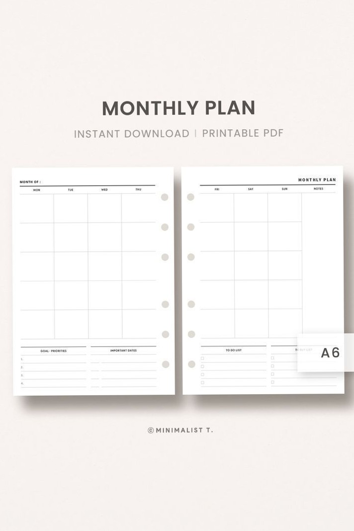 💍 💌 A6 Monthly Planner | Digital Design & Creative Planning | secret to staying productive