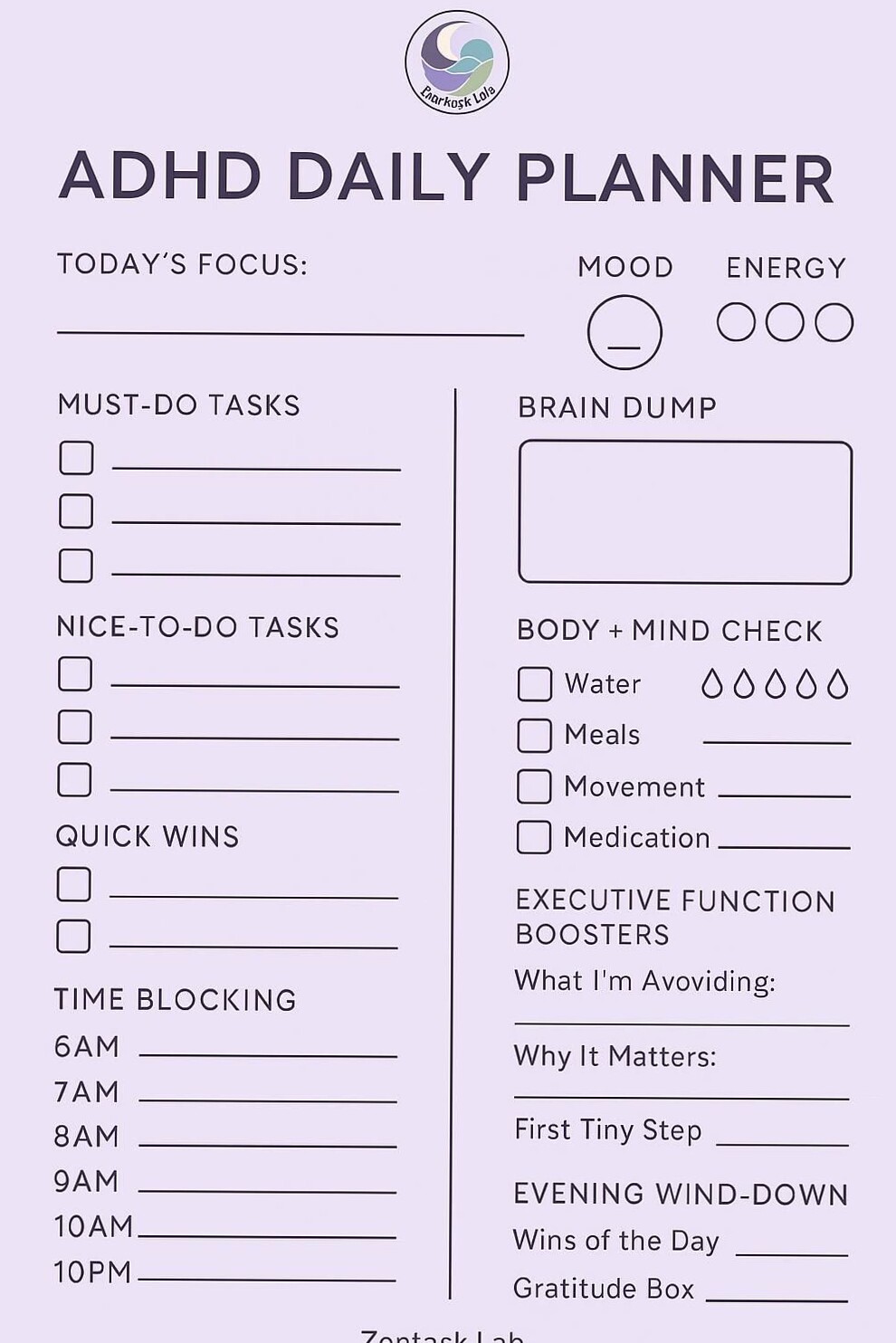 📝 📌 ADHS Tagesplaner – Fokus & Routine für sanfte Produktivität (PDF) | romanticize your routine
