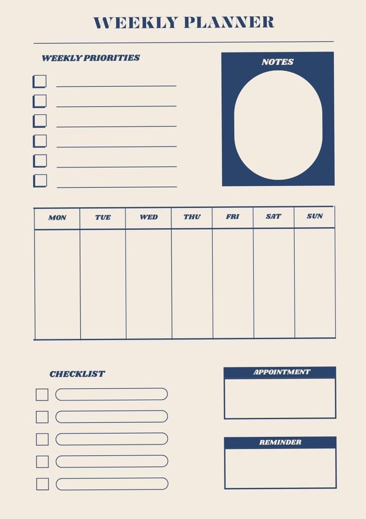 Aesthetic Blue Weekly Planner | Printable Digital Download — 🌈 🪄 secret to staying productive