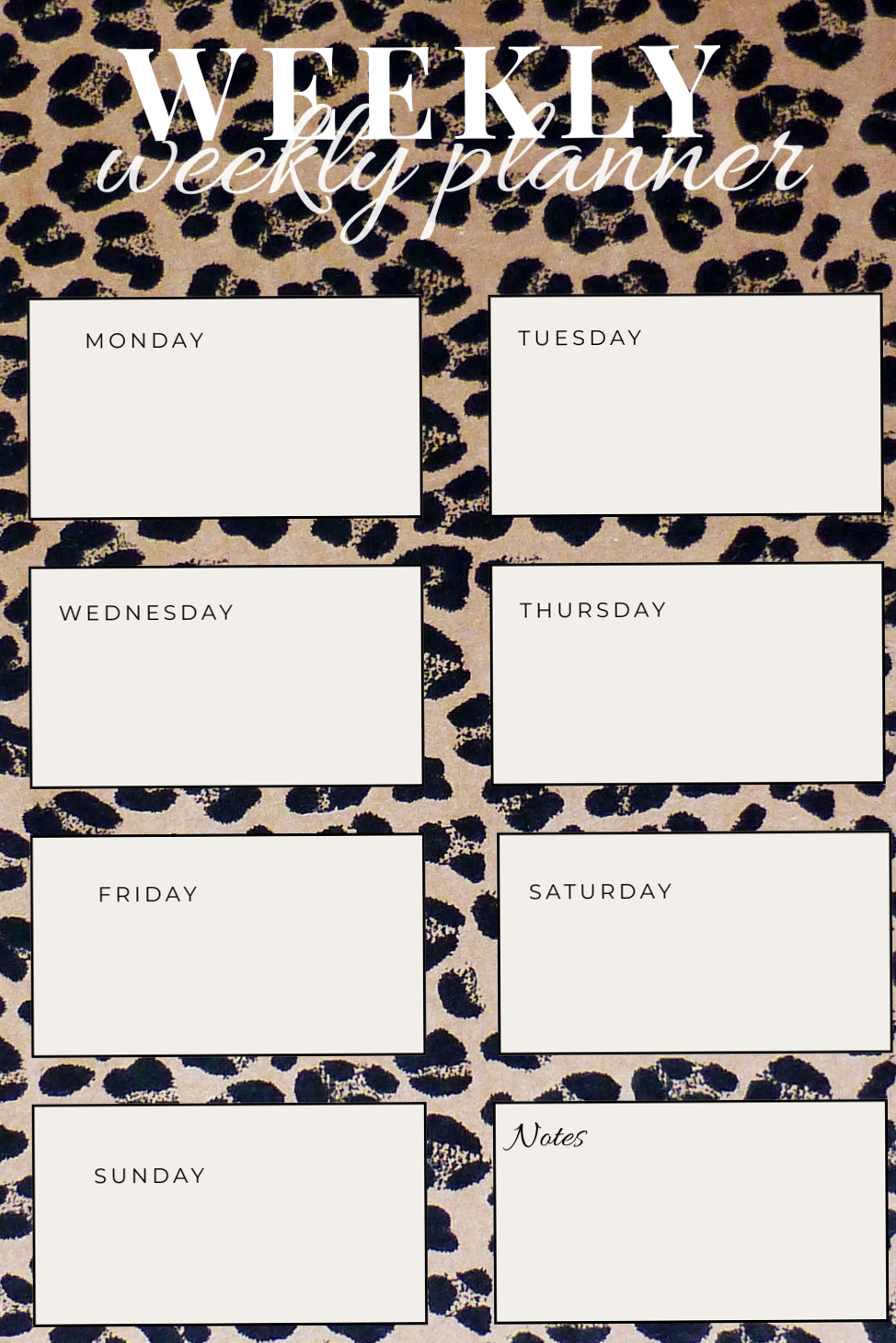 🤍 🎀 Aesthetic Leopard Weekly Planner | Minimal Printable Schedule | secret to staying productive