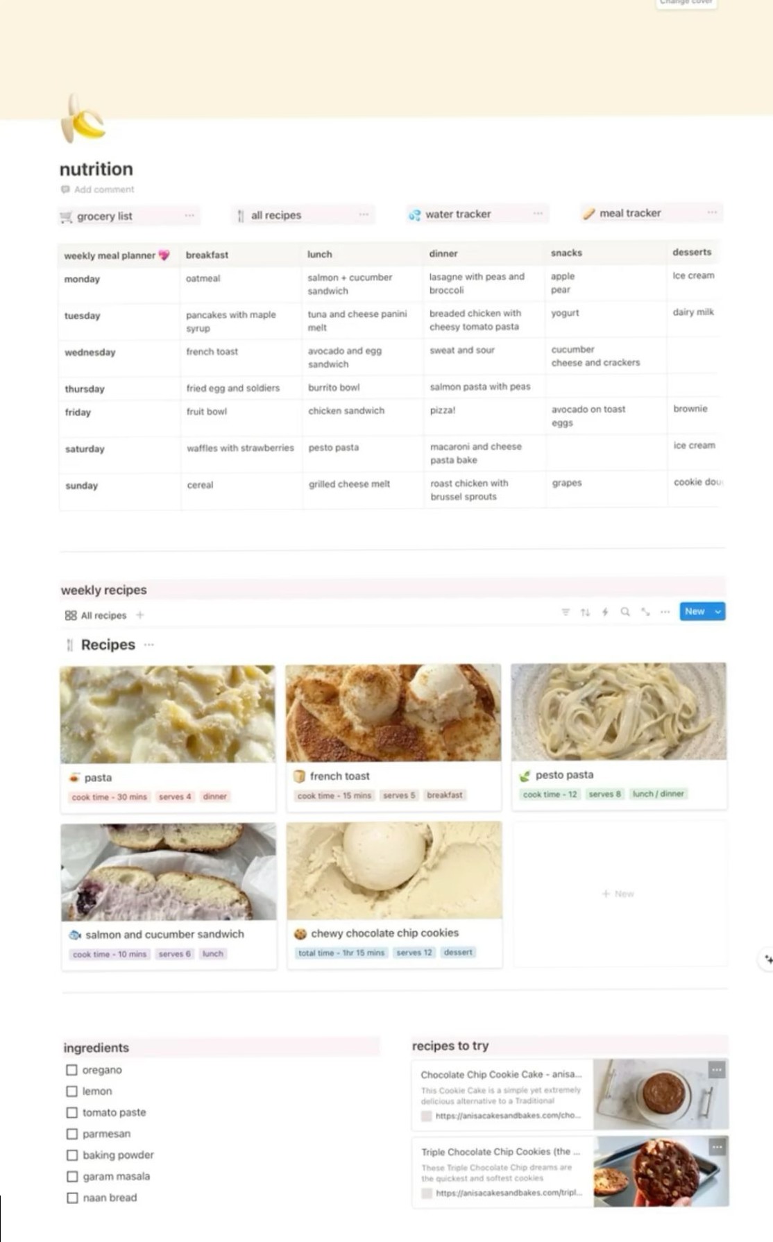 Aesthetic Notion Meal Planner | Digital Recipe Book | That Girl — 👰 🍰 game-changing digital system