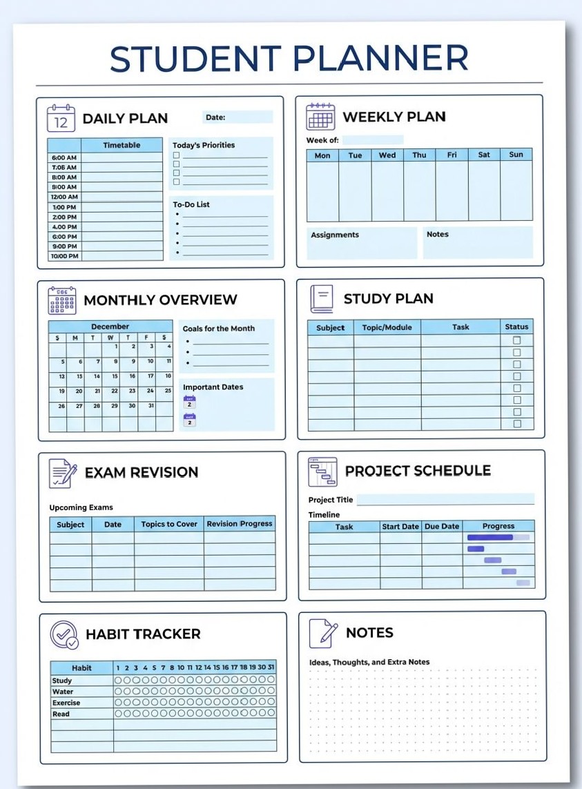 📅 🖇️ Aesthetic Student Planner Printable (A4 | Minimal Study Layout) | stay inspired all year long