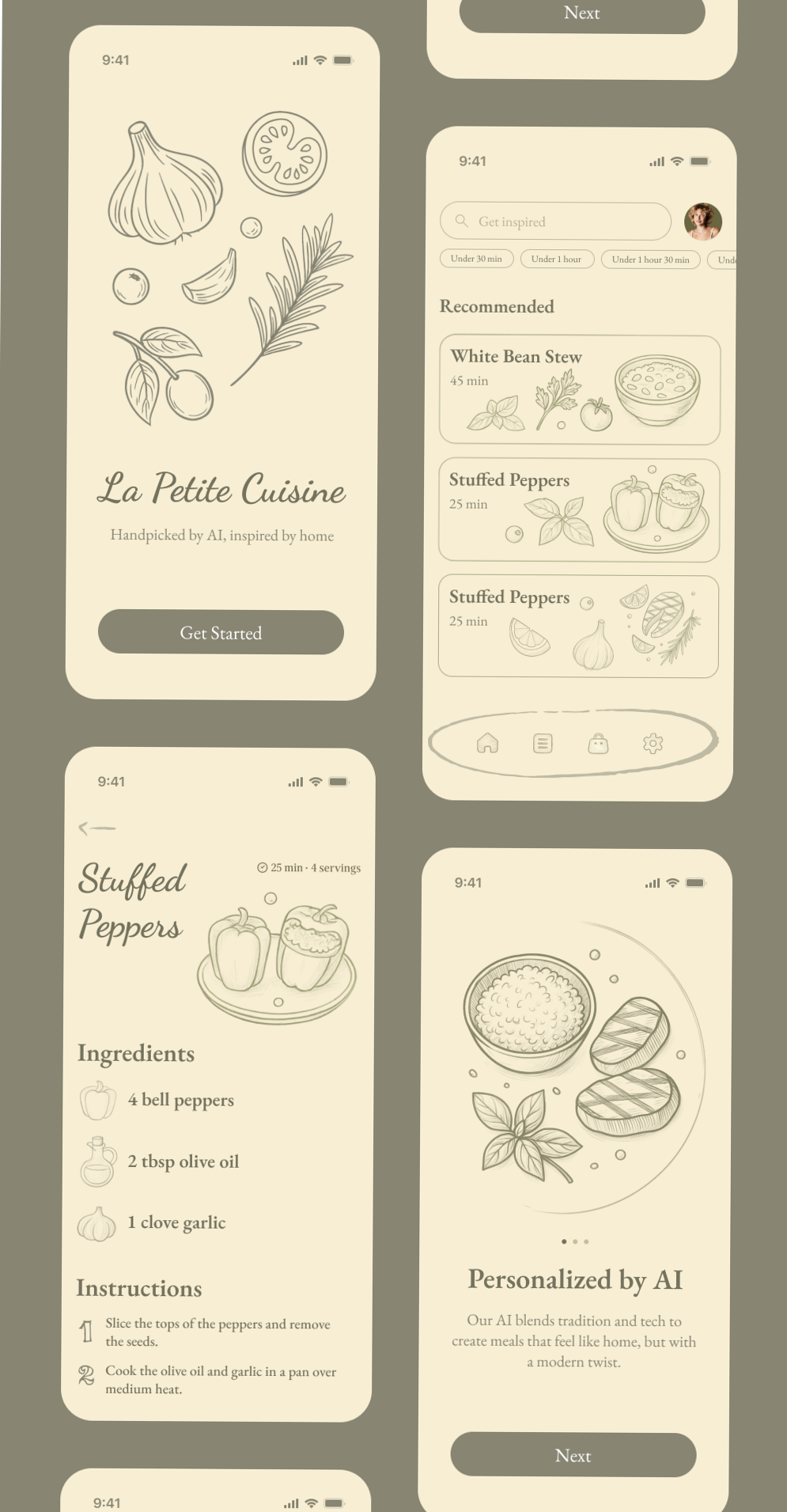 AI Recipe App UI Design – Vintage Cooking Aesthetic — 🎨 🪄 secret to staying productive
