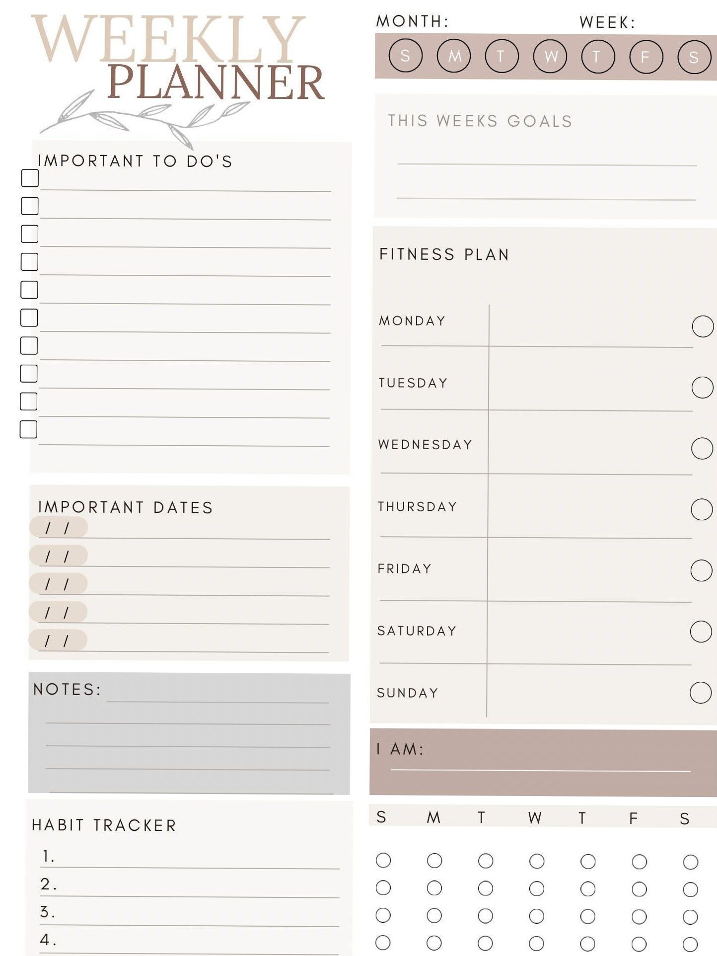 Clean Weekly Planner for Goals & Habits | 52 Weeks | Digital Design — 📝 📁 dream life manifestation