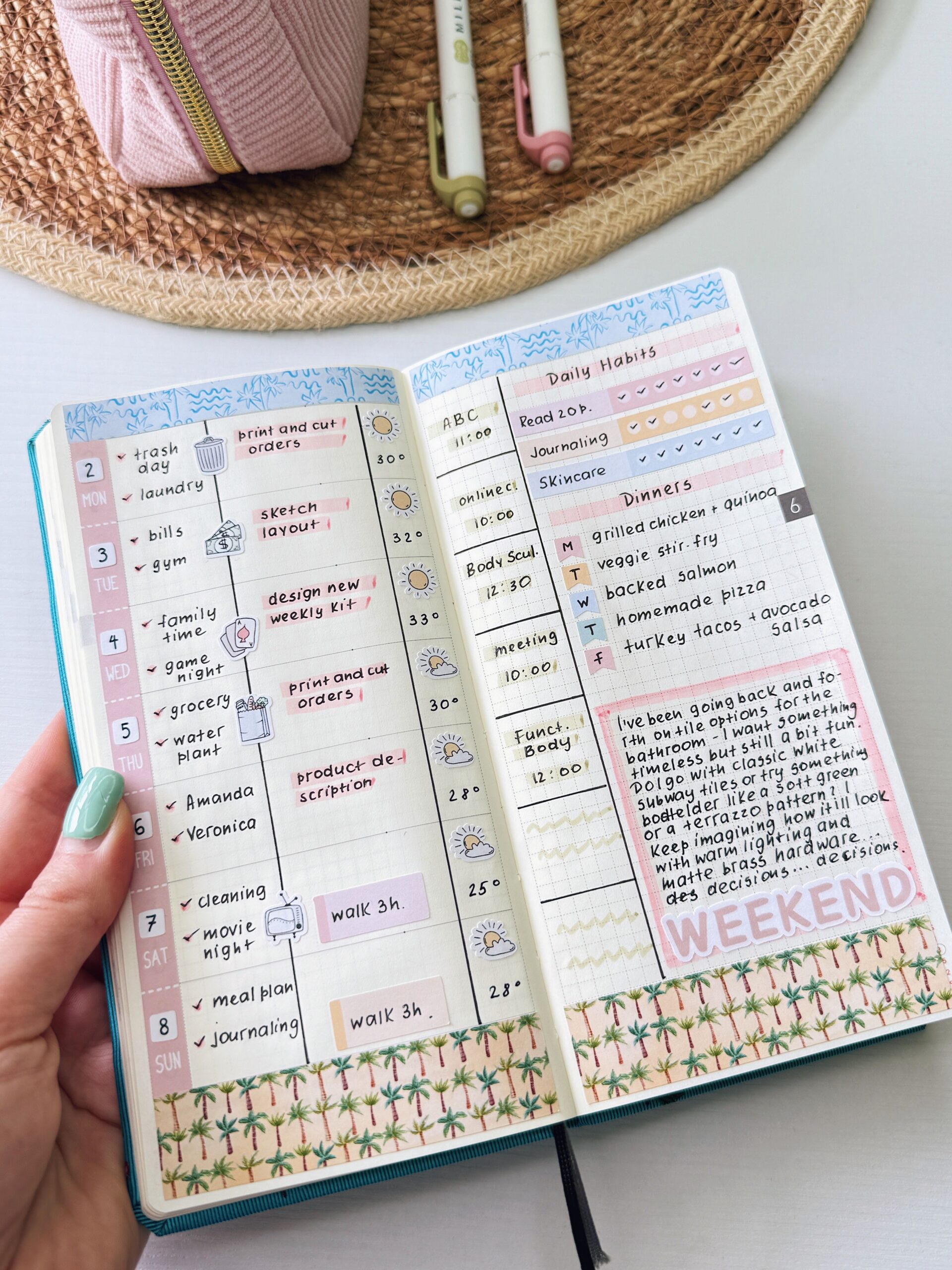 ✨ ☁️ Cute Functional Stickers for Hobonichi Weekly Layout | secret to staying productive