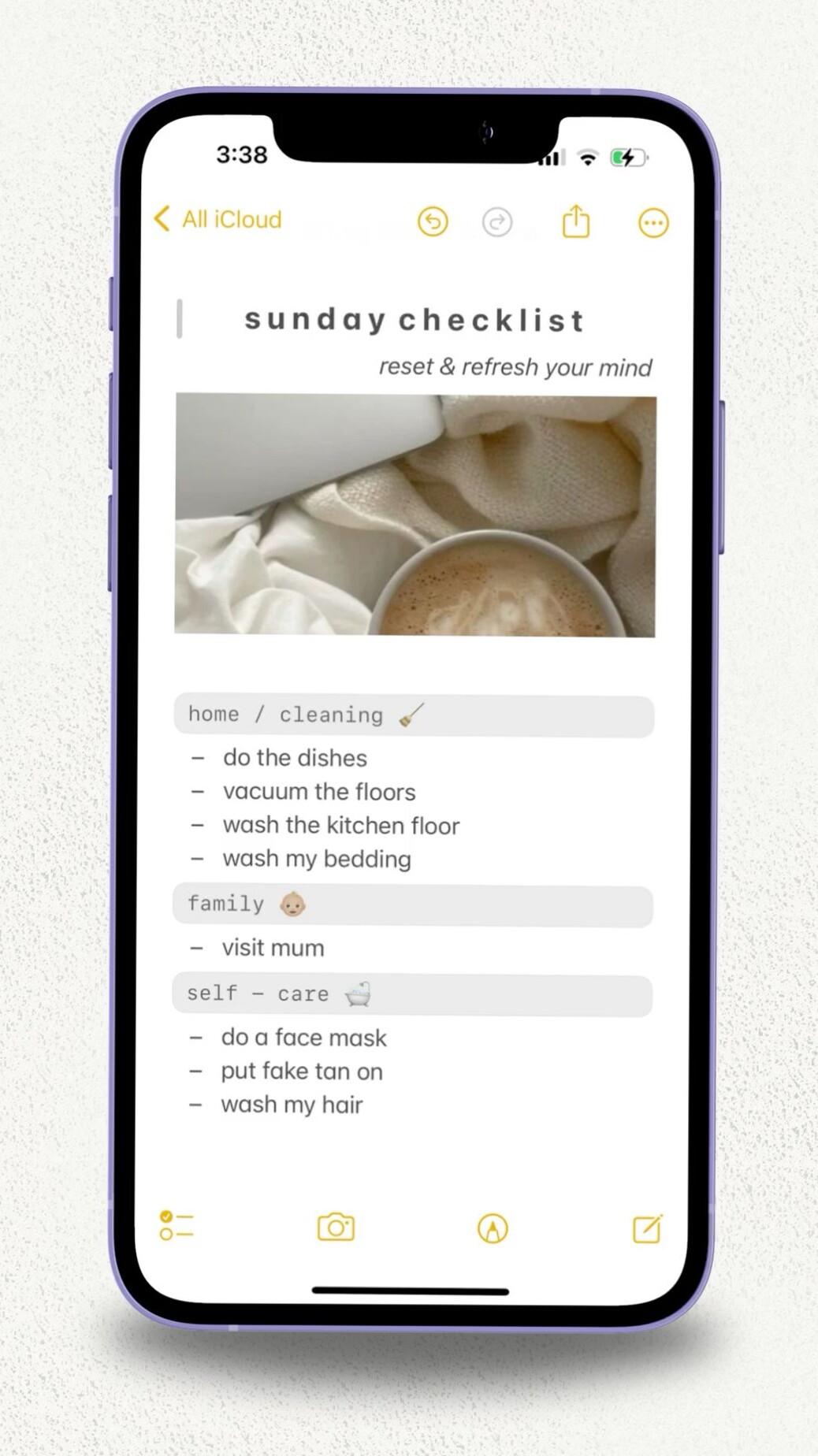 🖌️ 💎 Cute Neutral Apple Notes Planner Checklist Design | romanticize your routine