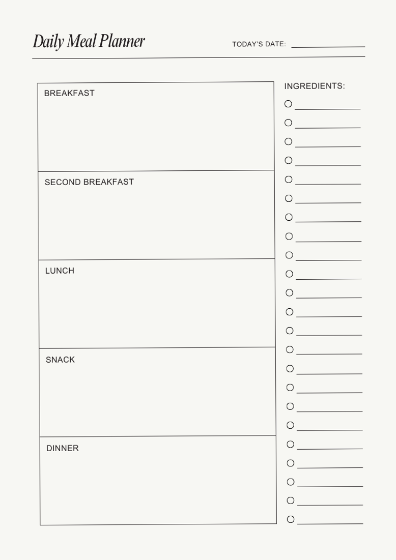 🌸 🍰 Daily Meal Planner 5 Meals | Creative Digital Design | secret to staying productive