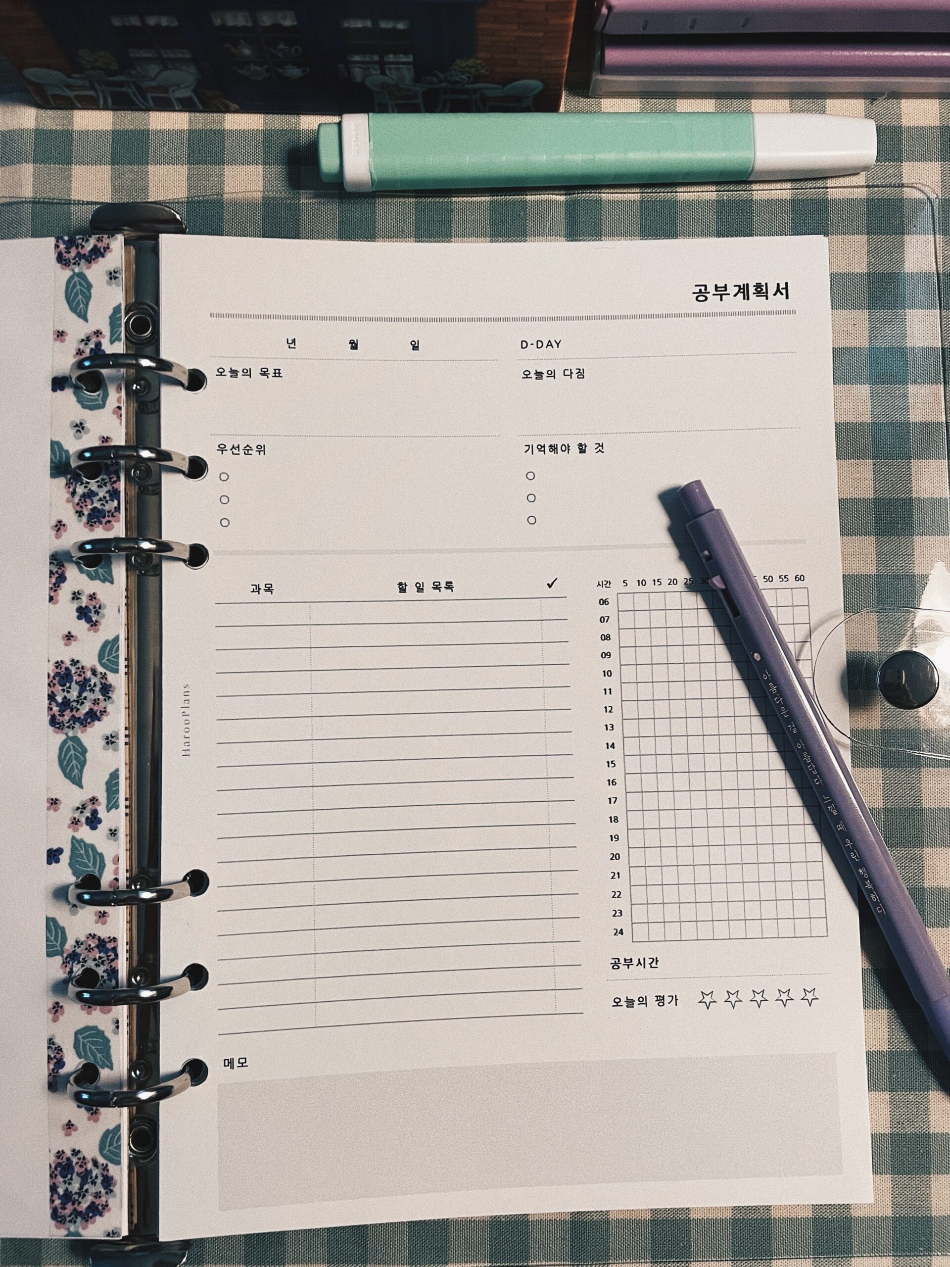 Daily Study Planner A5 | Korean Printable PDF Template — 🥂 💍 dream life manifestation