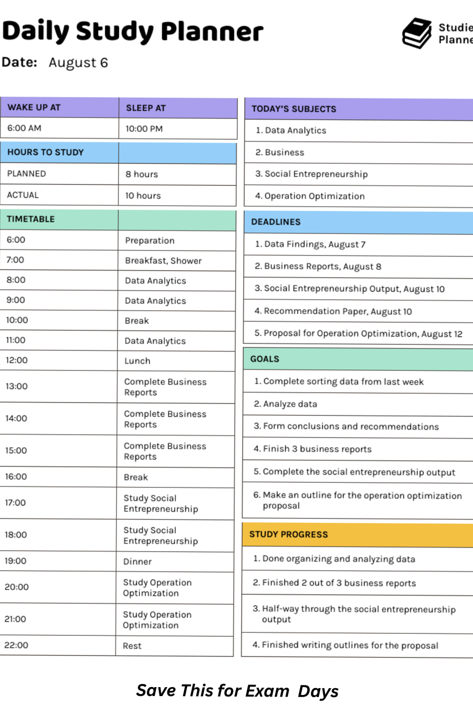 Daily Study Planner for Students (Save This) — 💎 📍 stay inspired all year long