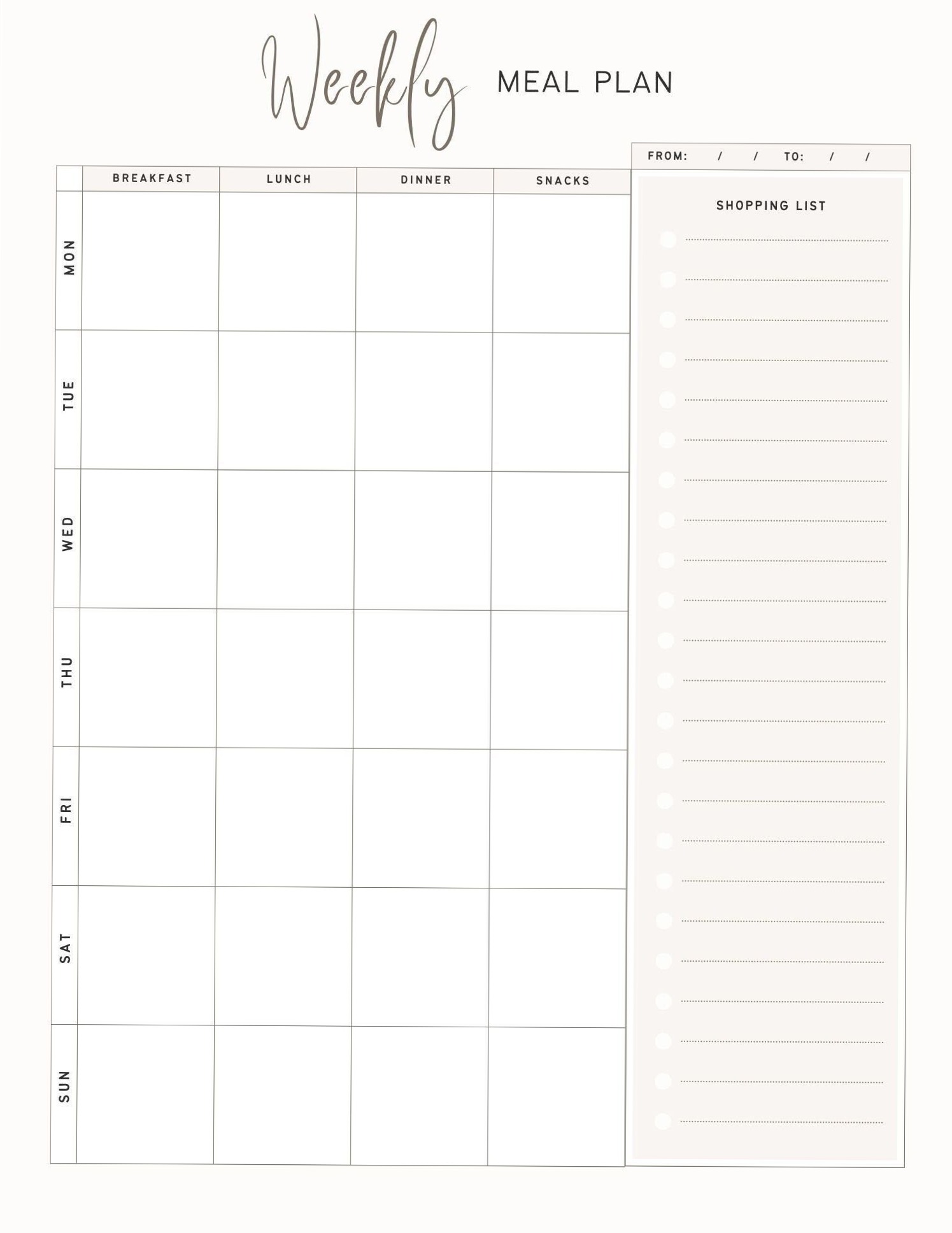📊 📁 Digital/Printable Meal Planner | Creative Design Asset | stay inspired all year long