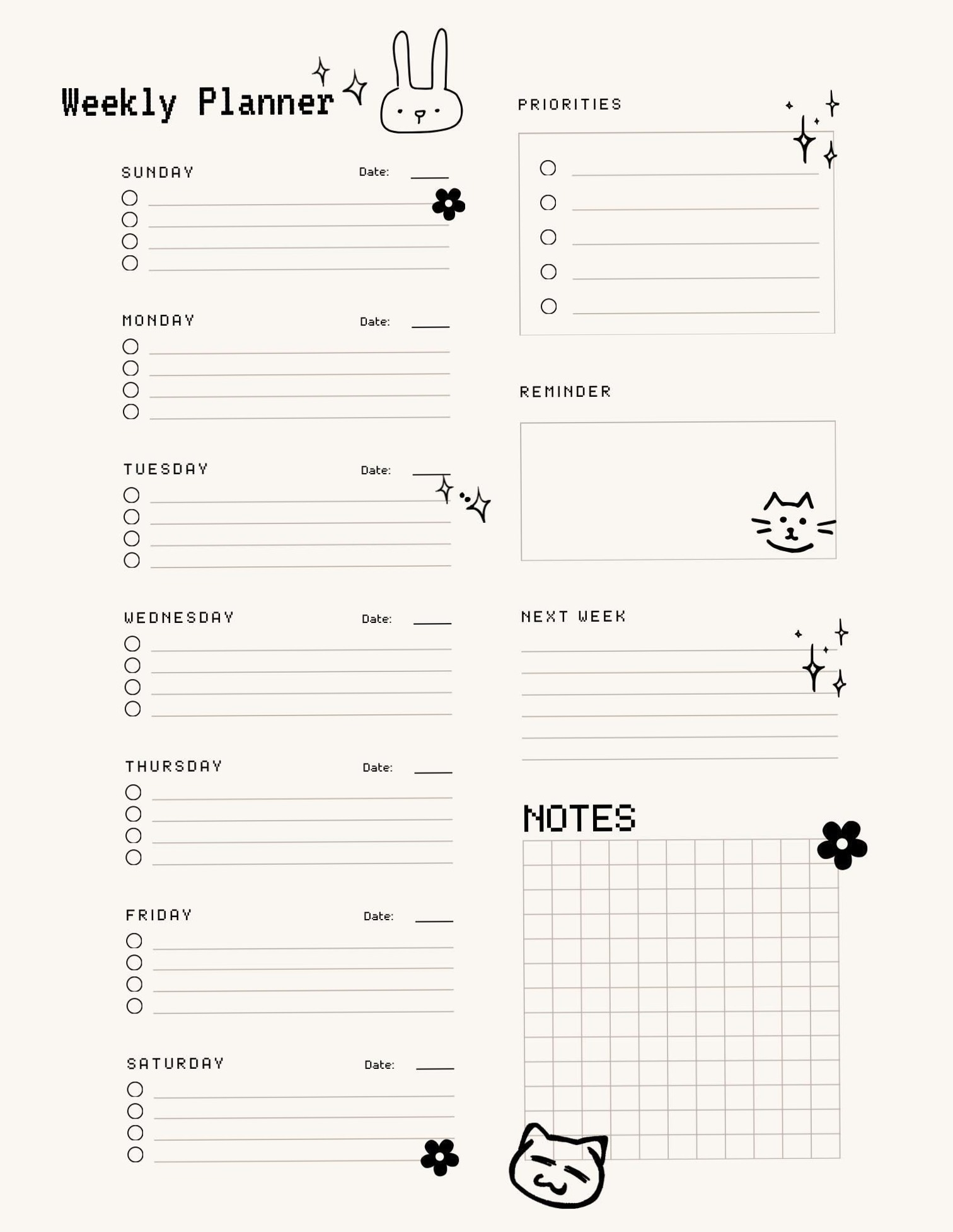 Digitaler Wochenplaner Template 205 – Kreativ & Strukturiert — ✨ 🕯️ romanticize your routine