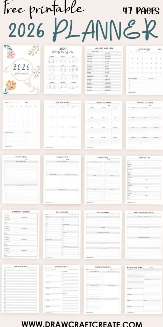 📁 📁 dream life manifestation: 2026 Planner Printable — 47 Pages Free Download
