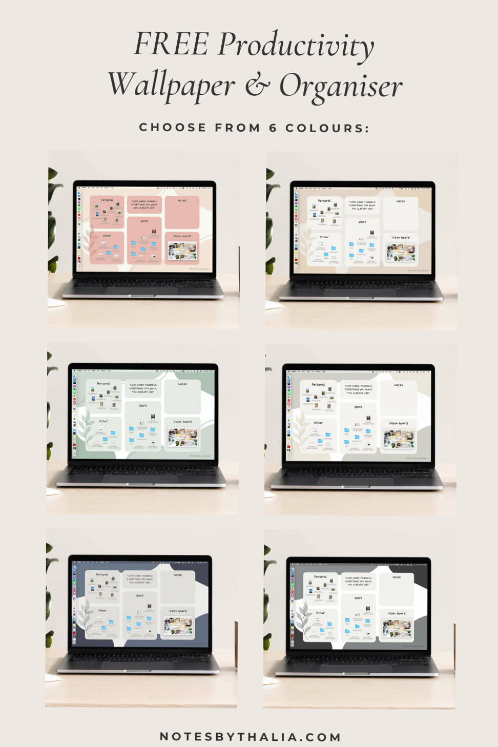 🌈 🌈 dream life manifestation: Free Productivity Wallpaper & Planner Templates in 6 Colors | JPEG Download