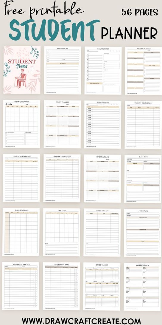 📝 📊 dream life manifestation: Free Student Planner Printable (56 Pages)