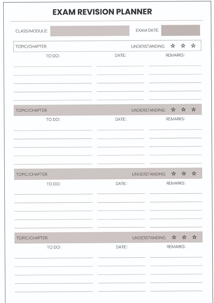 🖌️ 🎨 dream life manifestation: Minimalist Black & White Exam Planner for Focused Study Sessions