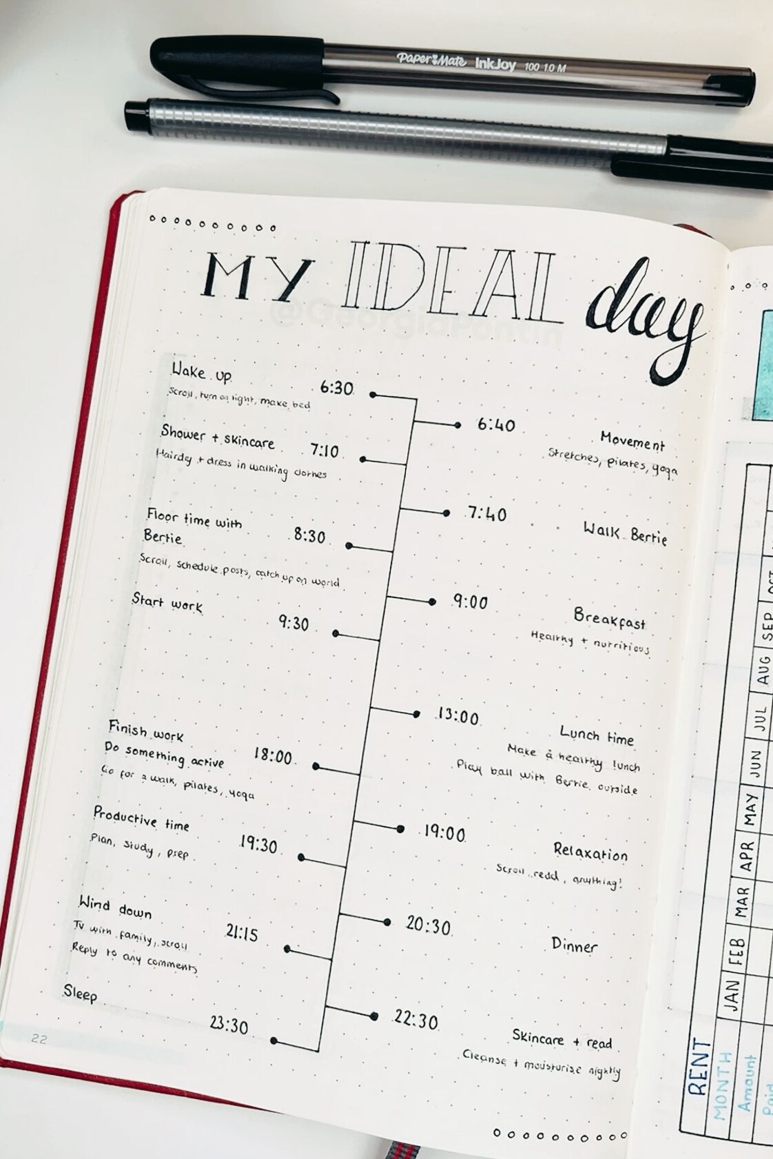 💎 💎 dream life manifestation: My Ideal Day Bullet Journal Page Design