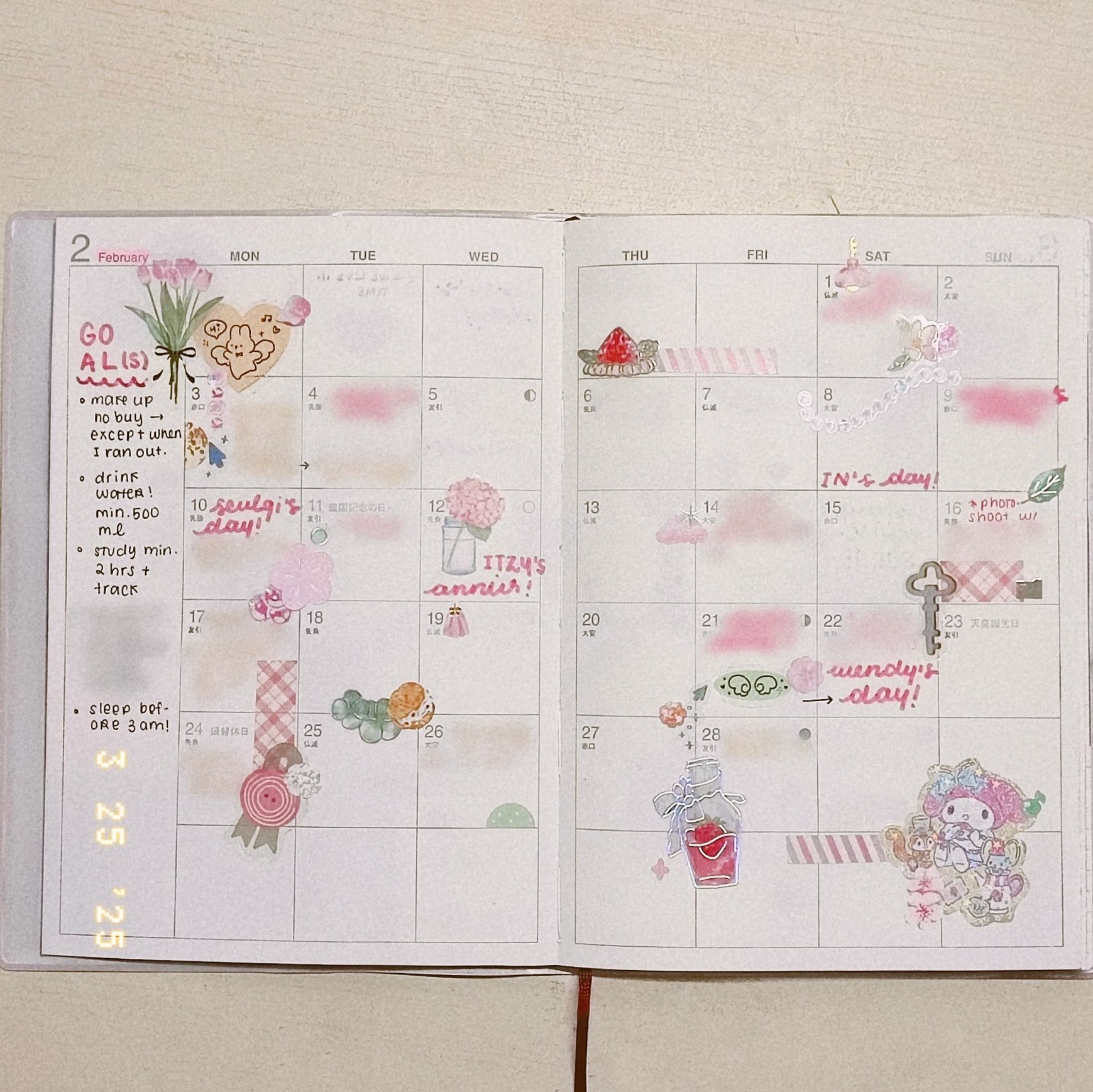 🤍 🌿 February Monthly Journal Spread 🩷 | romanticize your routine