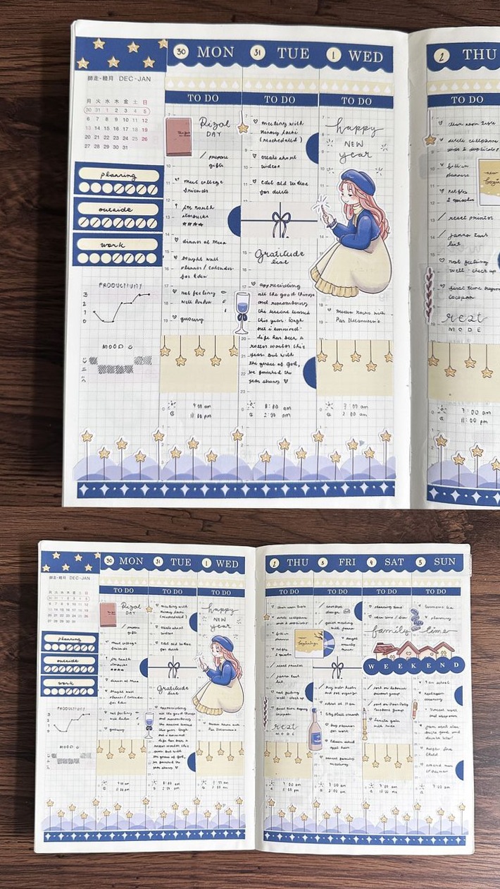 Firecracker Hobonichi Cousin Planner Spread Design — 🥂 🥂 dream life manifestation