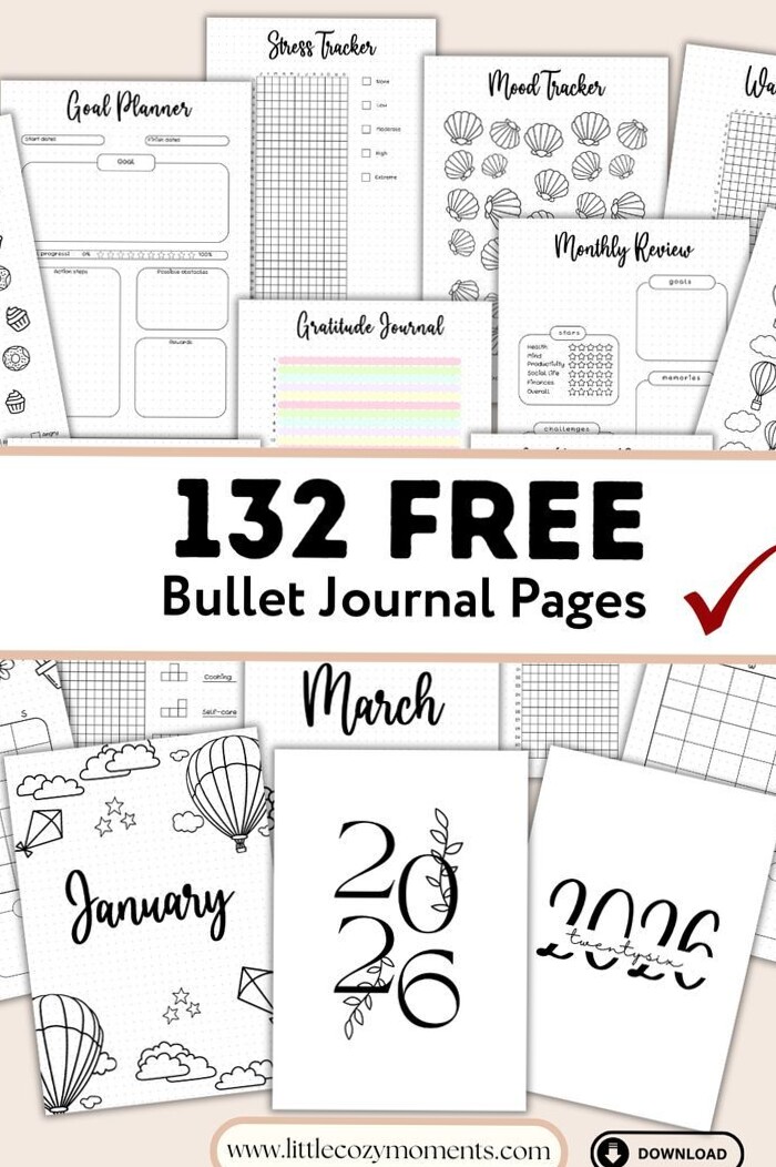 Free 2026 Bullet Journal Printables for Creative Planning — 🕯️ 🤍 dream life manifestation