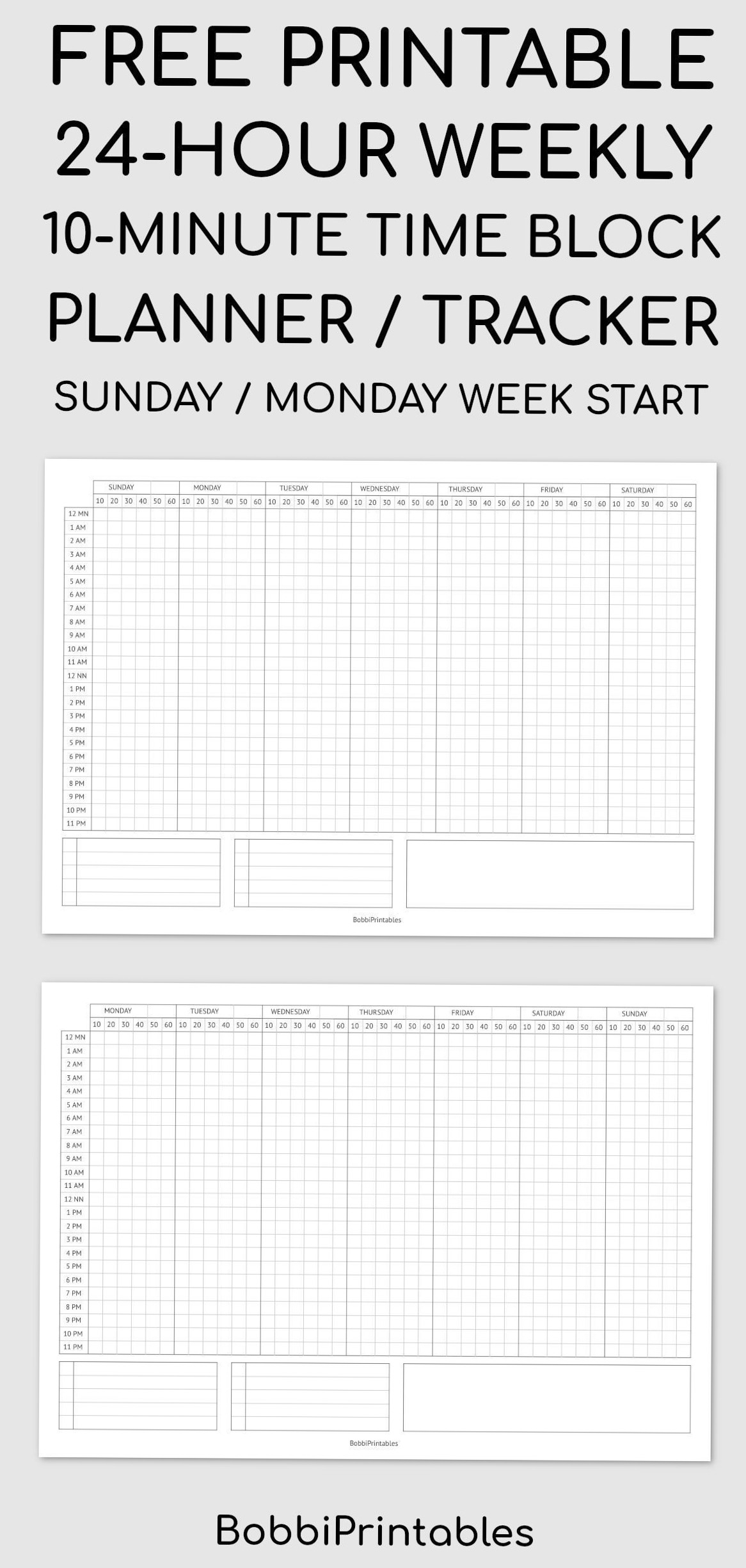 Free 24-Hour Weekly 10-Minute Time Block Planner Tracker — 📝 📊 essential planning guide
