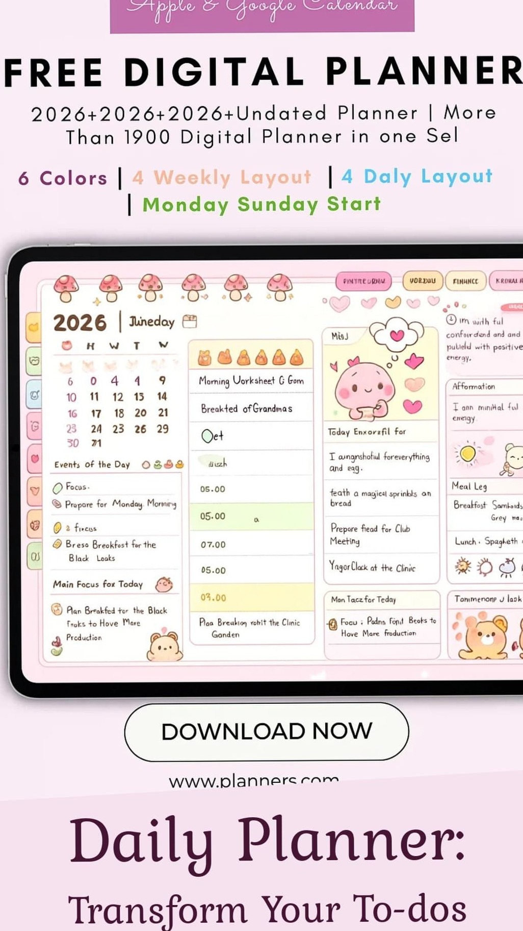 Free Digital Daily Planner: Hyperlinked Tool for GoodNotes & More — 🌸 💍 secret to staying productive