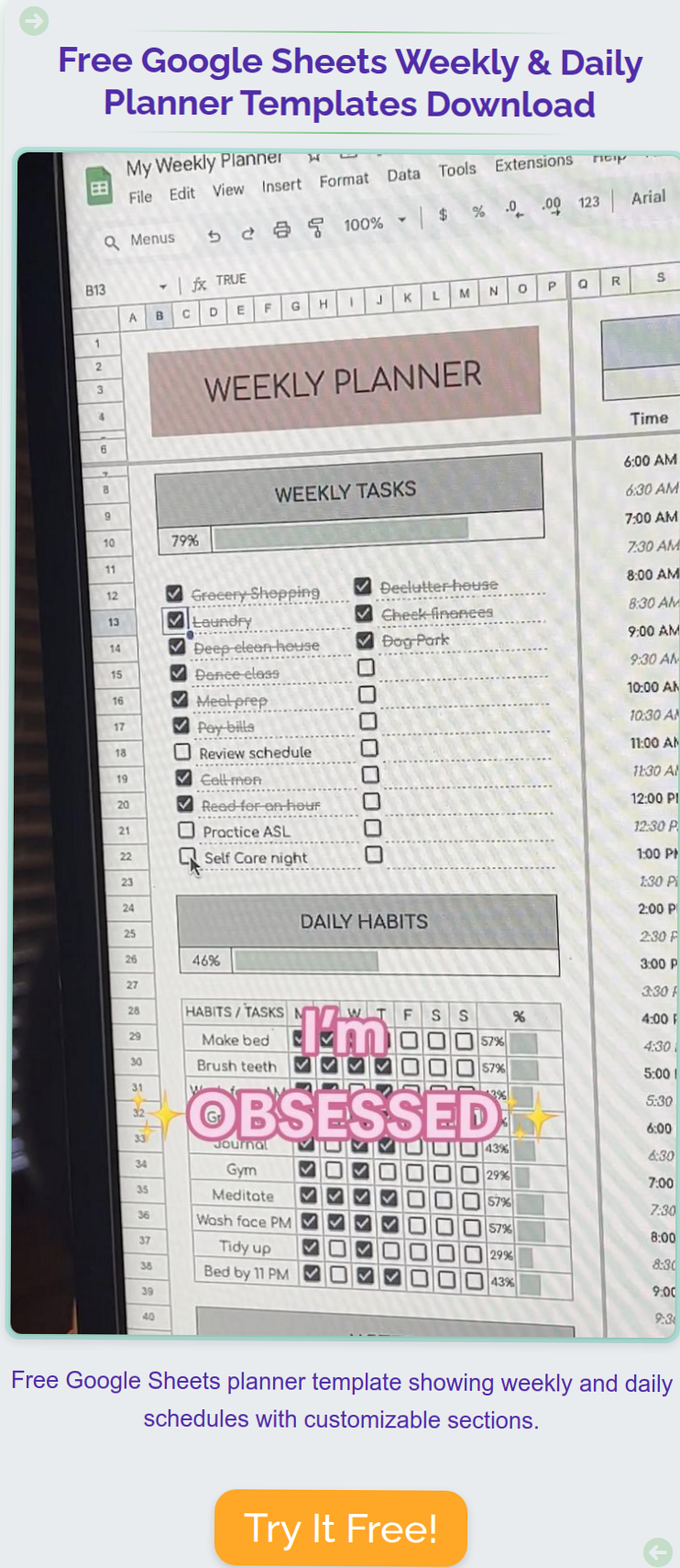 🤍 🌿 Free Google Sheets Weekly & Daily Planner Templates | romanticize your routine