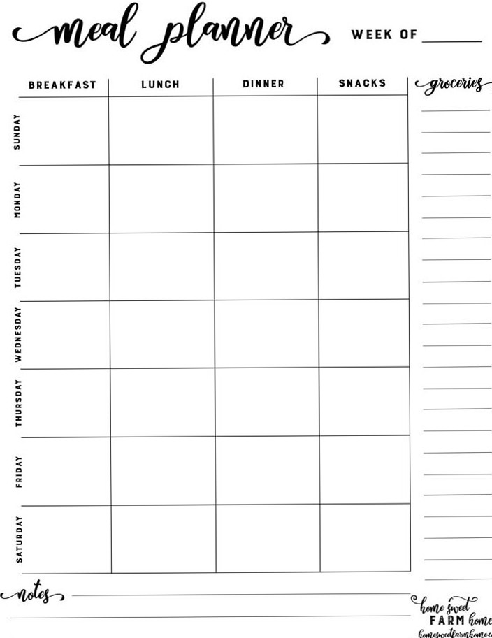 Free Meal Planner Printable for Digital Design & Creative Planners — ☁️ ✨ secret to staying productive