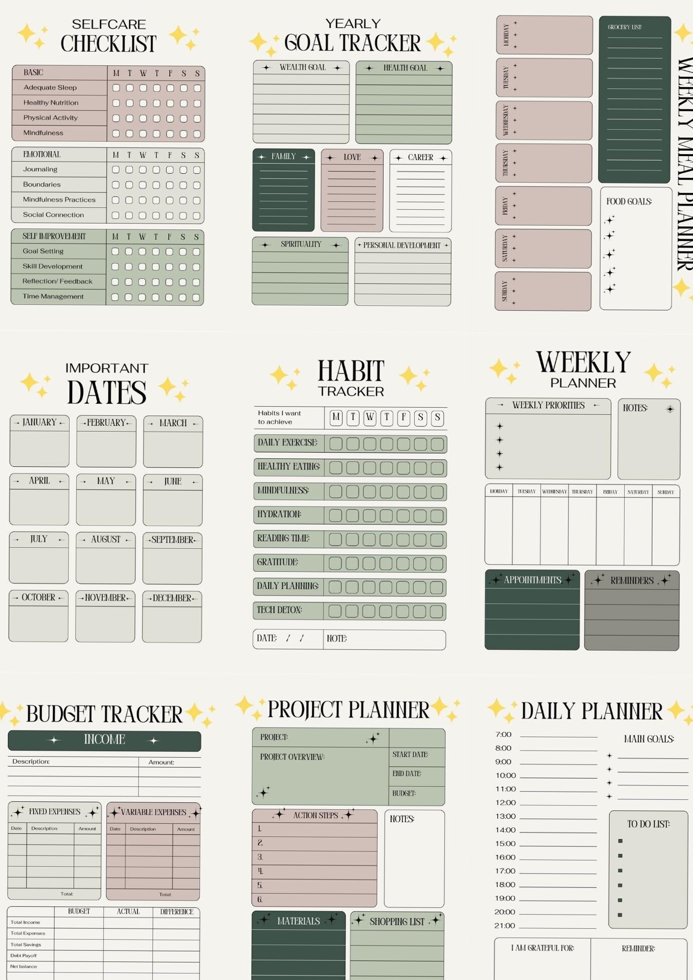 Free Printable Daily Planner for Budgeting & Fitness Tracking — 📁 📁 stay inspired all year long