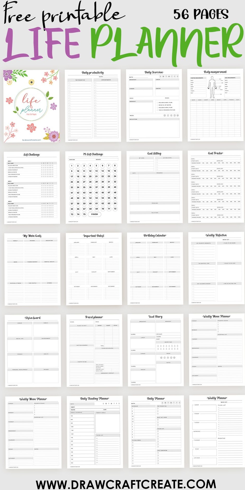 👰 🥂 Free Printable Life Planner PDF (56 Pages) | romanticize your routine