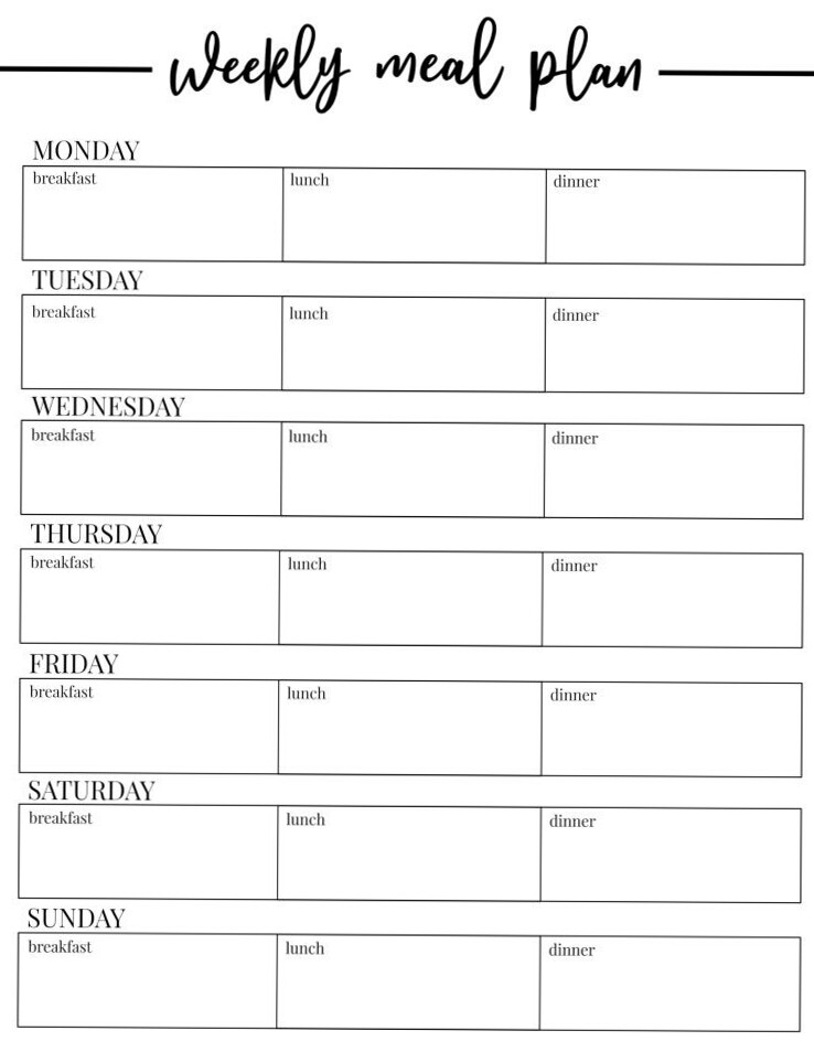 🥂 🥂 Free Printable Weekly Meal Plan Template | stay inspired all year long