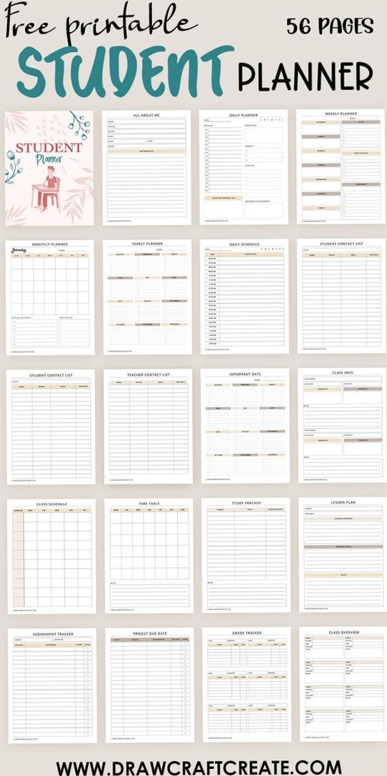 🎀 🤍 Free Student Planner Printable (56 Pages) | Digital Design | Creative Assets | secret to staying productive