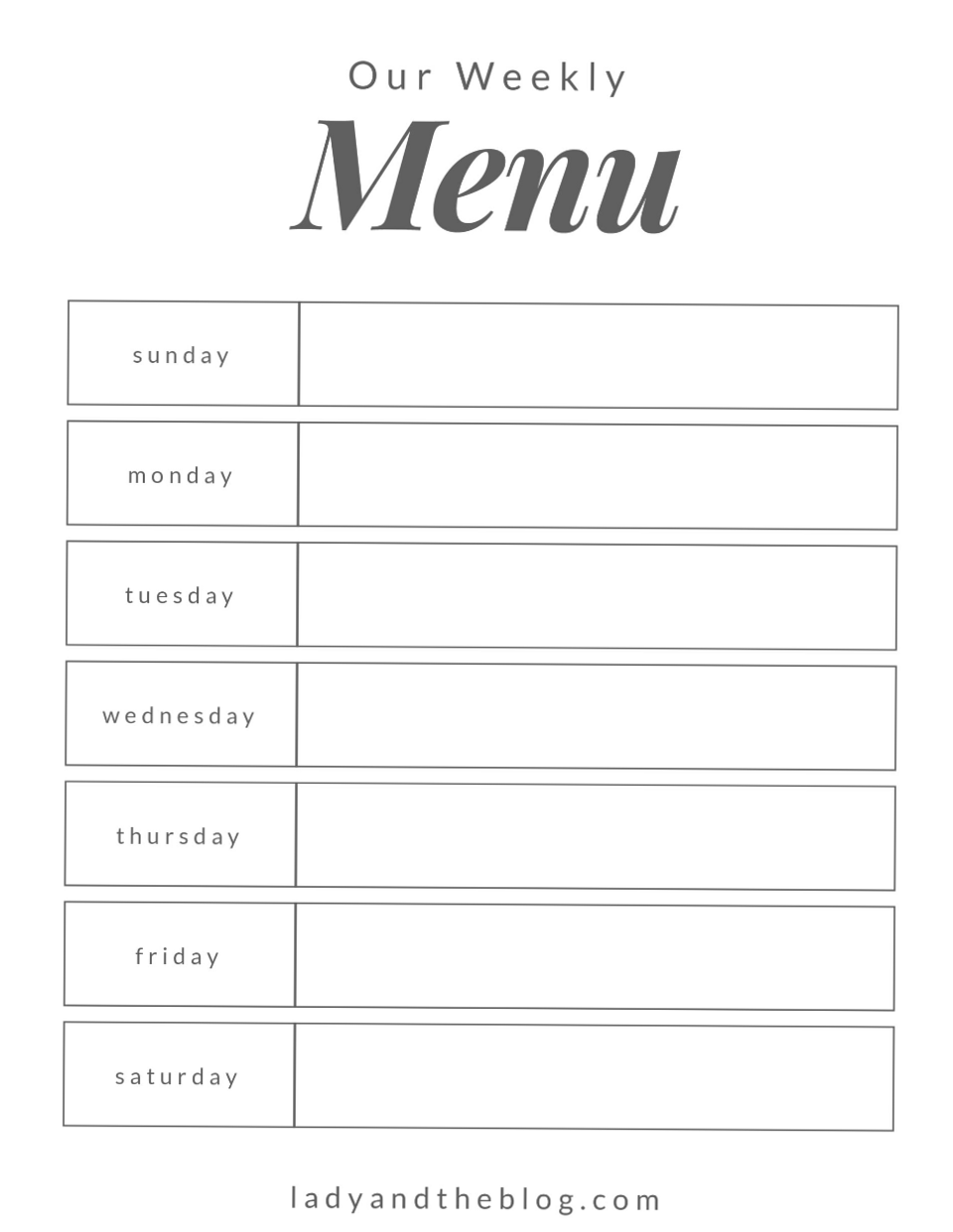 Free Weekly Family Meal Planner Printable — 🌸 👰 romanticize your routine